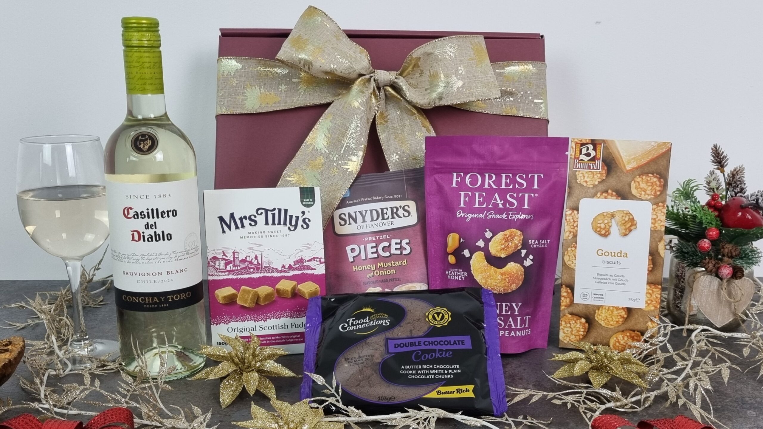 Tasty Treats Gift Box with White Wine